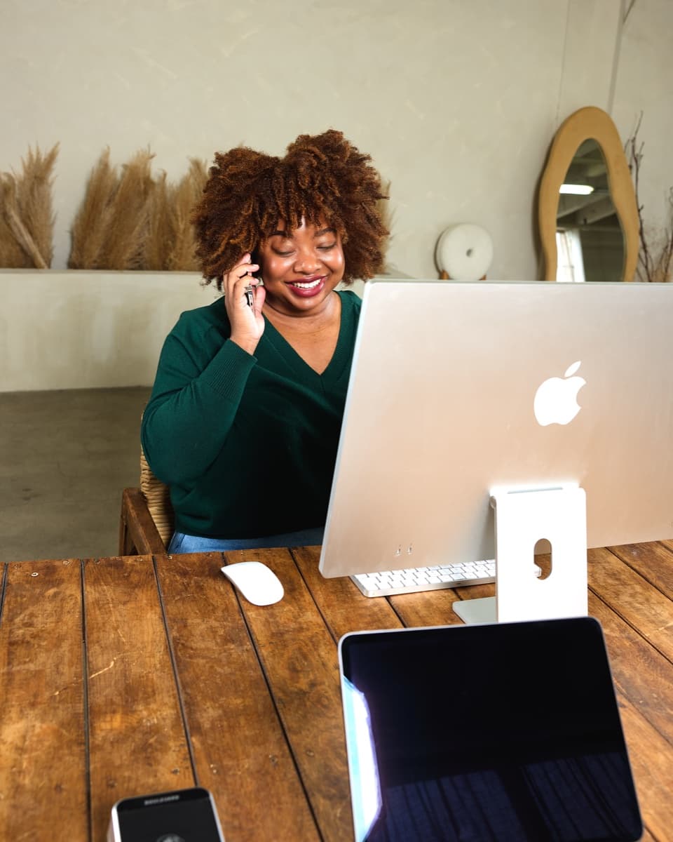Provider taking a phone call at the front desk